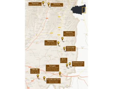 Mapa de la ruta retablos platerescos